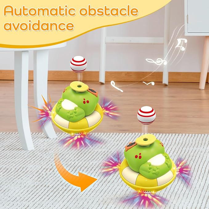 Baby Frog Musical Crawling Toy with Lights, Sounds, Blowing Ball, Infant Sensory Toys, Birthday Gifts for Kids Boy Girl 3 4 5 6 7 8 Years