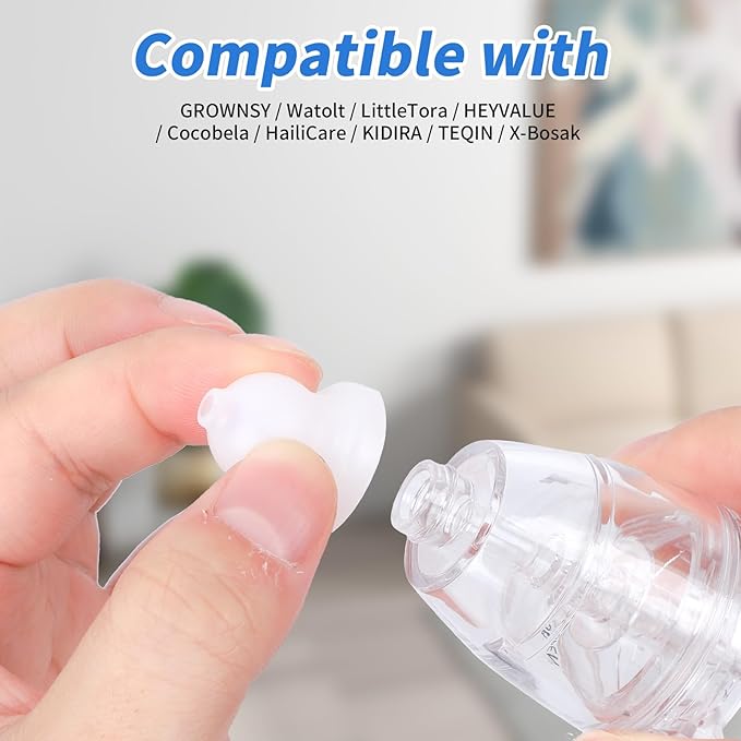 15pcs Nasal Aspirator Replacement Tips, Nose Sucker Silicone Replacement Part for Baby & Toddlers Compatible with GROWNSY Watolt LittleTora HEYVALUE Cocobela HailiCare KIDIRA TEQIN X-Bosak