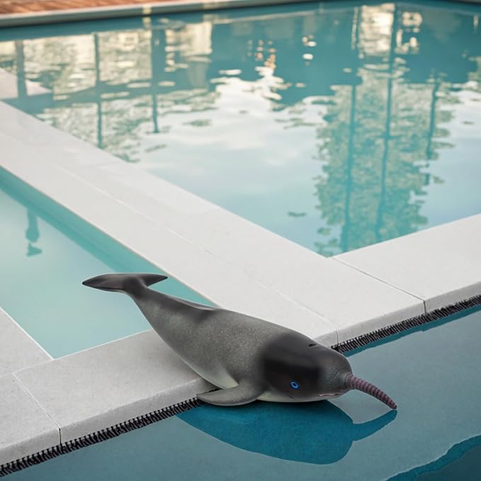 Gemini&Genius Narwhal Toy, Sea Animal Soft Plastic Marine Life Whale Action Figures Gift Great for Educational, Cake Topper, Swim, Bath Toys, Stocking Stuffers for Kids