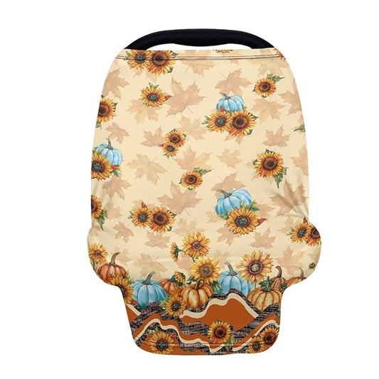 AFPANQZ Sunflower Pumpkin Stretchy Baby Car Seat Covers Nursing Breastfeeding Cover Breathable Multiuse Infant Carseat Canopy Stroller Cover Scarf All Seasons