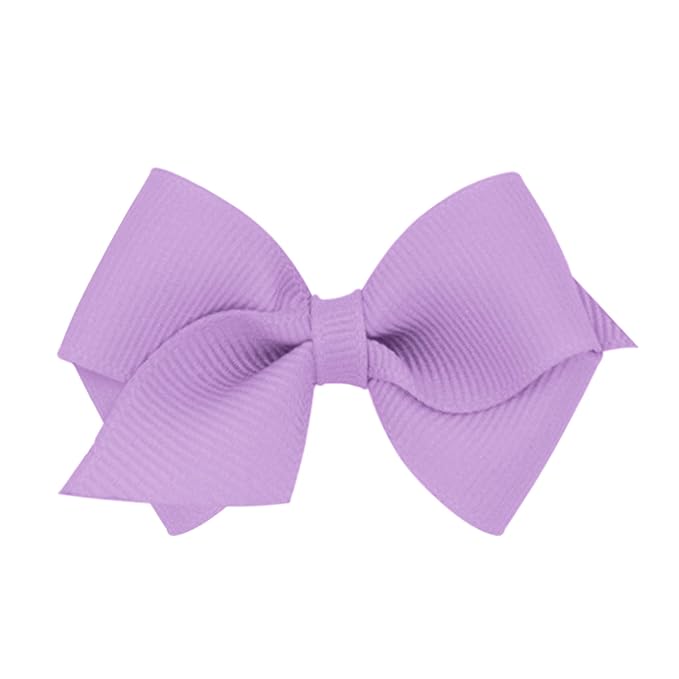 Wee Ones Girls' Classic Grosgrain Hair Bows with Plain Wrap Center, No-Slip Hair Clip, Handmade, Light Orchid, Wee