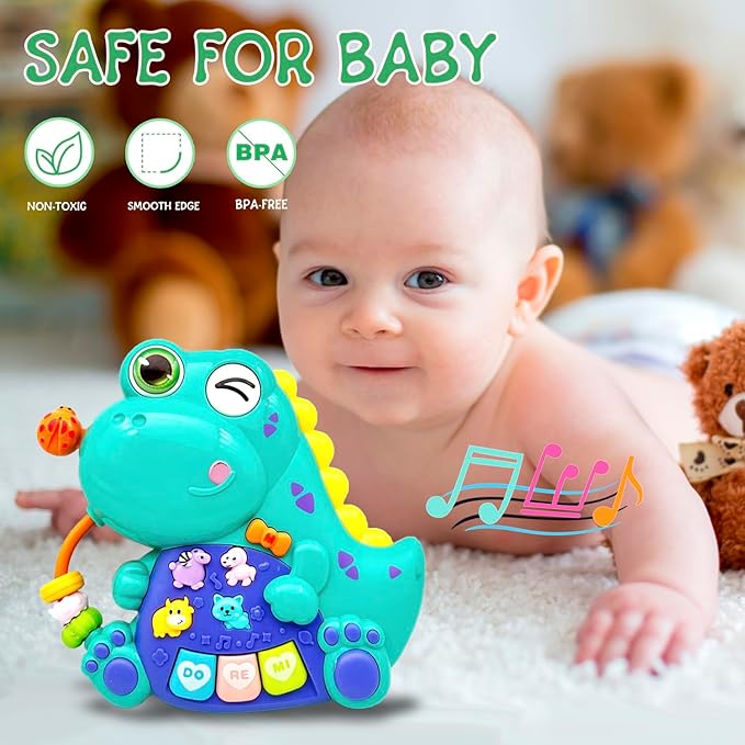 Baby Musical Toys for 1 Year Old Boy Girl, Light Up Music Developmental Learning Toy for Toddlers , Tummy Time Toy12 - 18 Months, Baby Birthday Gift (Dinosaur)