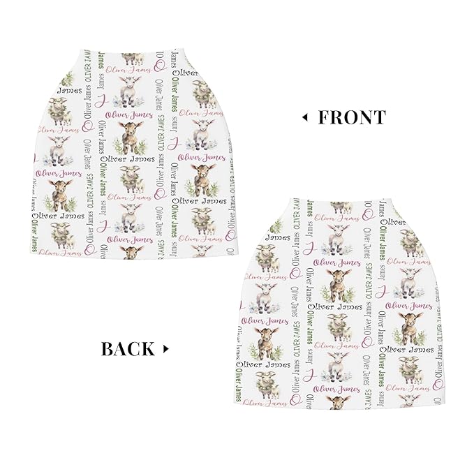 Personalized Car Seat Covers for Babies with Name – Multi-use Breastfeeding Cover Custom Goat Carseat Canopy Cover, Infant Stroller Covers for Boys and Girls