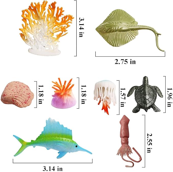 OuMuaMua 42pcs Realistic Mini Sea Creature Figure Toys - Ocean Animals, Bath Toys for Kids & Toddlers