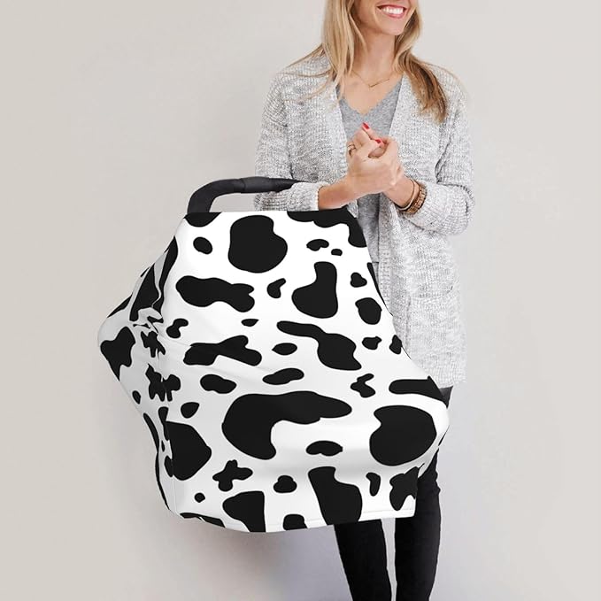 Cow Print Baby Stuff Car Seat Covers Baby Multi-Use Car Seat Canopy Carrier Cover, Breathable Breastfeeding Cover Boys & Girls