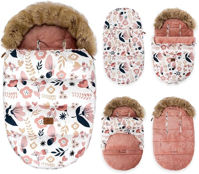 HOUSBAY Baby Stroller Bunting Bags Stroller Footmuff Universal Sleeping Bag Winter Outdoor Hooded Bunting Bag Windproof and Water-Resistant Suitable Below 5 ℃