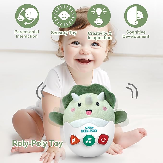 Baby Toys 0-6-12 Months, Plush Musical Toys, Cute Stuffed Animal Infant Toys with Light & Sounds, Roly-Poly Sensory Toy Birthday Gift for Newborn Boys & Girls
