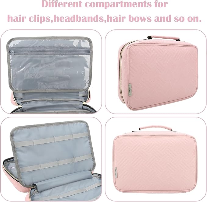 Micom Hair Accessories Storage Bag For Baby Girls, Hair Bow Organizer, Multifunctional Hair Accessories Storage Carrying Case for Display Hair Clips, Headbands, Scrunchies, Travelling Storage Bag