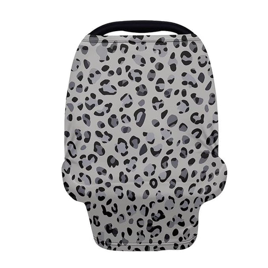Biyejit Gray Leopard Nursing Cover for Newborn Breastfeeding Multi Use Infant Stroller Canopy Unisex Baby Car Seat Cover High Chair Cover Shopping Cart Cover for Baby Boy and Girl