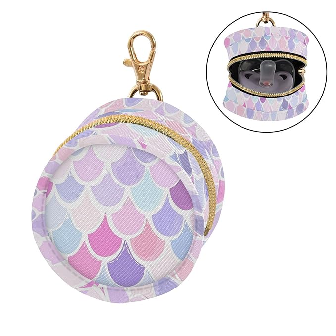 Rainbow Scales Mermaid Print Pacifier Holder Case for Diaper Bag Portable Travel Pacifier Storage Case with Clip Newborn Baby Pouch for Baby Boys Girls Purse Outdoor