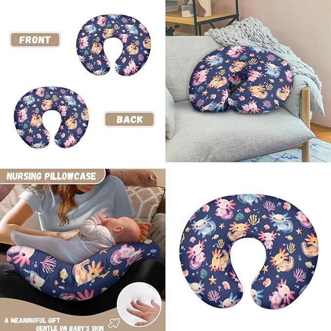 Axolotls Carseat Canopy for Babies Multi-use Nursing Carseat Canopy Nursing Pillow Cover for Baby Boy Girl Breastfeeding Essentials Coral