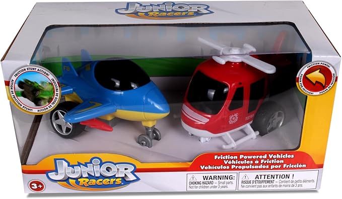 NKOK Junior Racers 2PK Friction Powered Coast Guard Heli & Supersonic Jet,Multi
