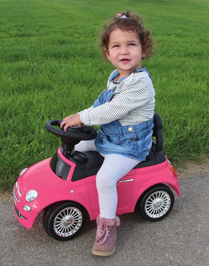 Jamara 460436 Pink 460436-Push-car Fiat 500 Tilt Prevention, Backrest, Hand Grip, Boot Under The seat, Sounds, Horn