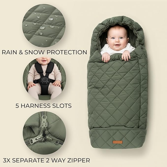 Warm and Cozy Winter Stroller Cover for Baby - Waterproof Bunting Bag with Soft Fleece Lining and Universal Fit for Strollers - Protective Footmuff Blanket for Ultimate Comfort in Wind, Rain & Snow