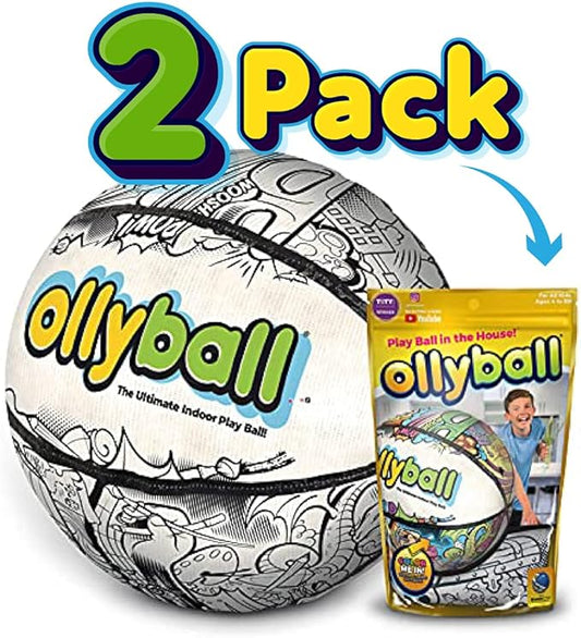 Ollyball 2-Pack Eco Pak Play Balls for Kids & Parents – Soccer Ball & Football for Indoor Activities with Patented KrunchCOR & Full-Force Indoor Play | Christmas Soccer Gifts for Boys & Girls