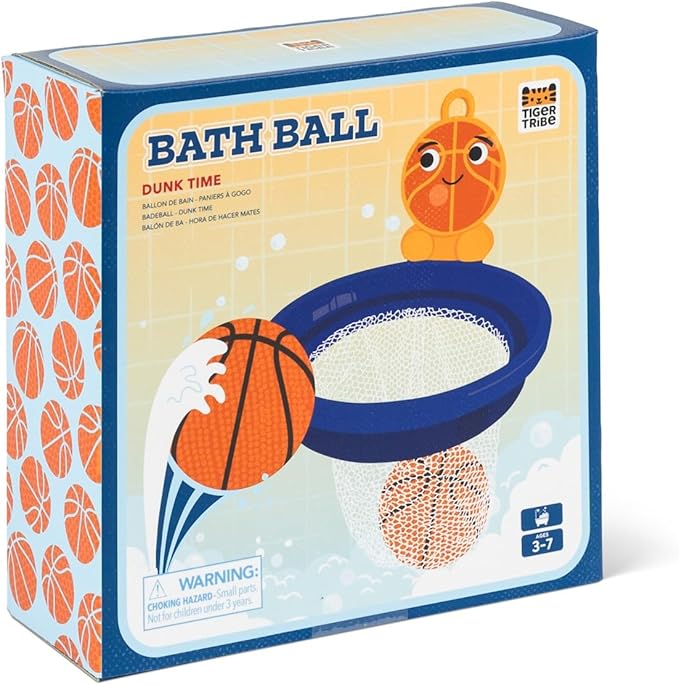 Tiger Tribe Bath Ball Dunk Time - Interactive Toddler Bath Toy with Floating Basketballs & Suction Backboard for Enhancing Motor Skills in Kids 3-7 Years