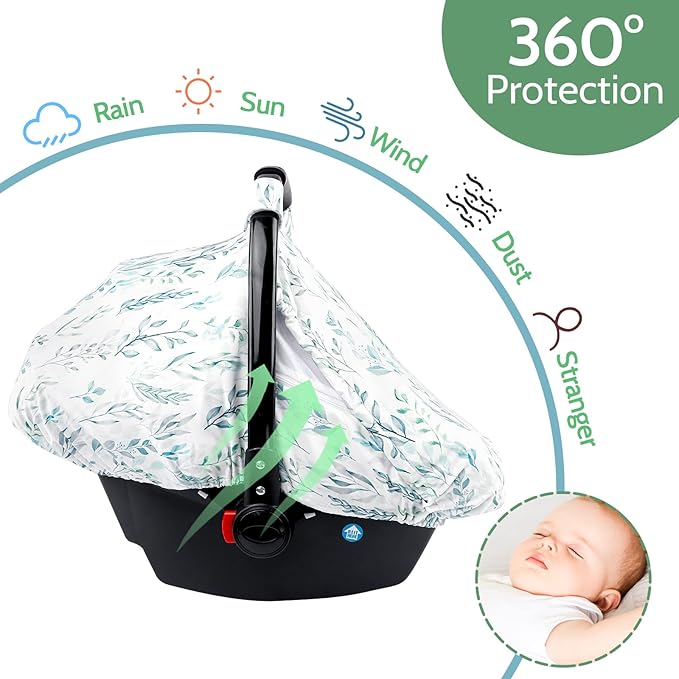Newborn Lounger Cover, Baby Car Seat Cover, Baby Car Seat Head and Body Support, Green Leaf
