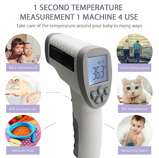 Infrared Thermometer for Adults, Kids and Object, Non-Contact Forehead Thermometer with Object Mode Function, Touchless Infrared Digital Temperature Gun, Fever Alert and Set Memory Recall