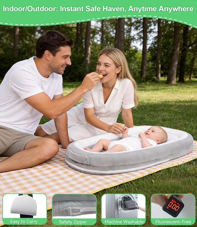 Baby Lounger, Portable Infant Support Cushions for Newborn 0-24 Months, Soft Washable Baby Nest with Thickened Support, Newborn Baby Essentials Gift for Home and Travel, Supervised Use
