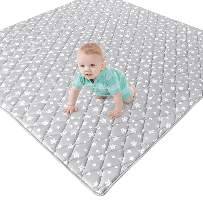 Baby Play Mat 50" X 50" Fit for TODALE Playpen, Non-Slip Baby Playpen Mat for Playing, Grey Star