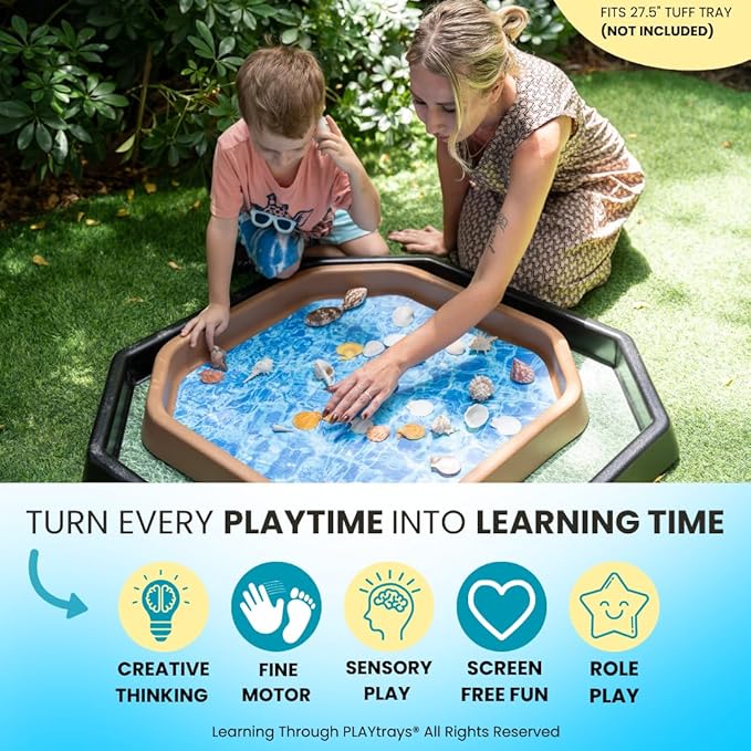 Small Sensory Play Mat – Double Sided Grass & Water Tuff Tray Insert (Fits 27.5" Tuff Tray, Tray Not Included)