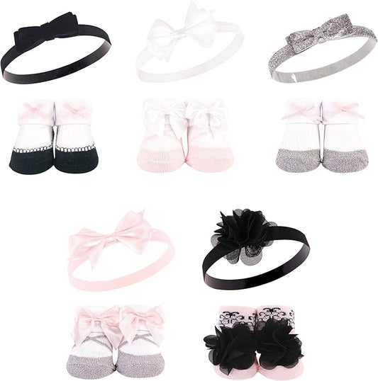Hudson Baby Girl's Headband and Socks Giftset