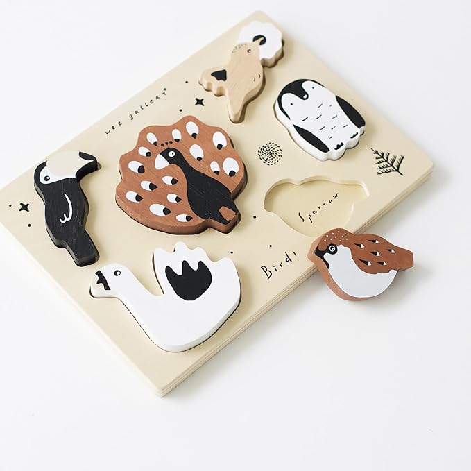 Wee Gallery Wooden Tray Puzzle Bugs, Montessori Toy for Toddlers and Preschoolers for Early Learning and Fine Motor Skill Development, Sustainable Educational Puzzle for Kids