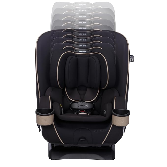 Maxi-Cosi Kani 4-in-1 Infant Kids Convertible Car Seat, Rear-Facing, Forward-Facing, Booster, Slim 3-Across Fit, Magnetic Buckle, 5-Position Recline, Fits 5-100 lbs, 19-57 in, Caspian Caviar
