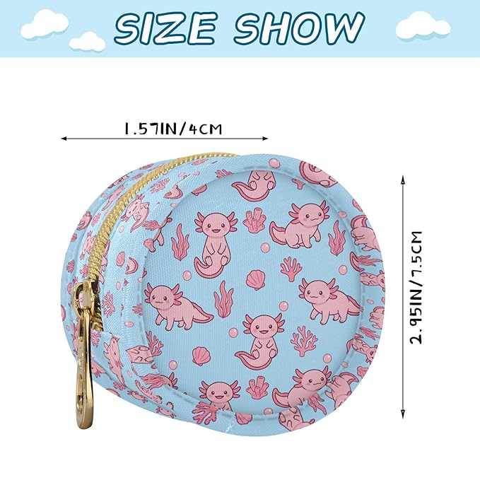 Cartoon Axolotl Coral Blue Print Pacifier Holder Case for Diaper Bag Portable Travel Pacifier Storage Case with Clip Newborn Baby Pouch for Baby Boys Girls Purse Outdoor