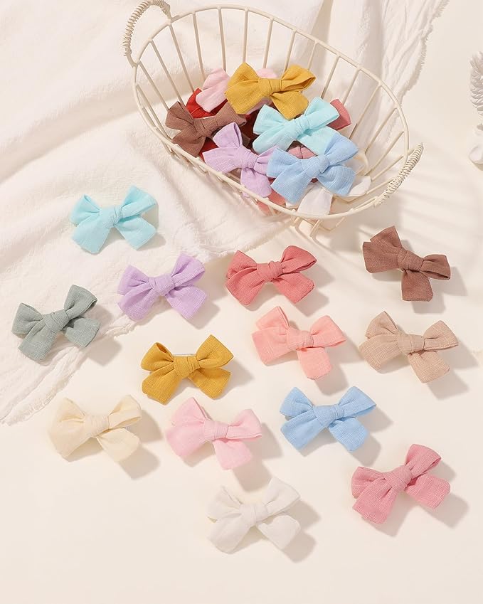 jollybows Mini Lined Hair Clips Bows for Babies, Infants, Toddlers, Girls and Teens - 40pcs 2" Tiny Barrettes