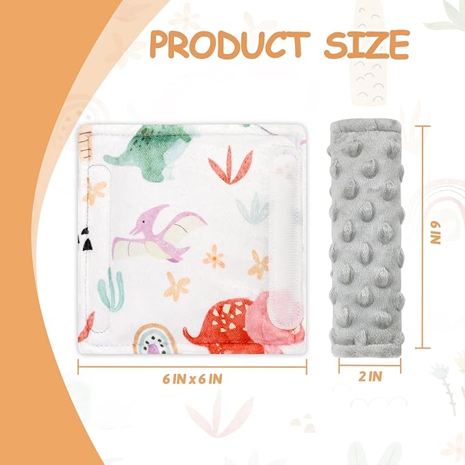 Baby Car Seat Strap Pads, Car Seat Strap Shoulder Covers for Baby Infant Toddler, Double-Sided Car Seat Belt Covers for Stroller/Pushchair/Baby Swing, Soft Flannel, Dinosaur