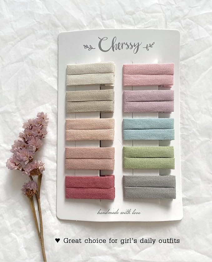 Cherssy Hair Clips for Girls' Fine Hair, 20Pcs Solid Colors Fully Lined Alligator Clips for Toddlers Kids School Age Girls, Handmade Hair Accessories and Barrettes
