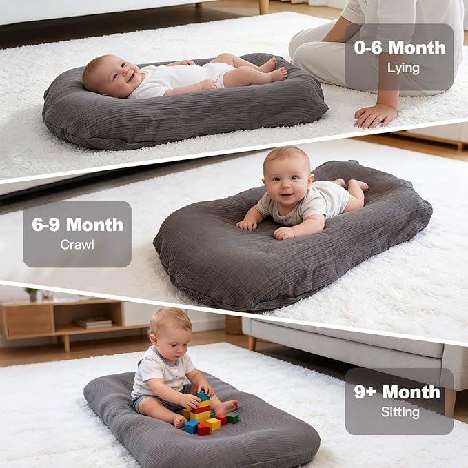 Baby Support Cushion - Snuggle Cozy Me Infant Support Cushion for Newborns | Breathable & Soft, Portable Awake-Time Pad, Essential Baby Gift (Support Cover Included)