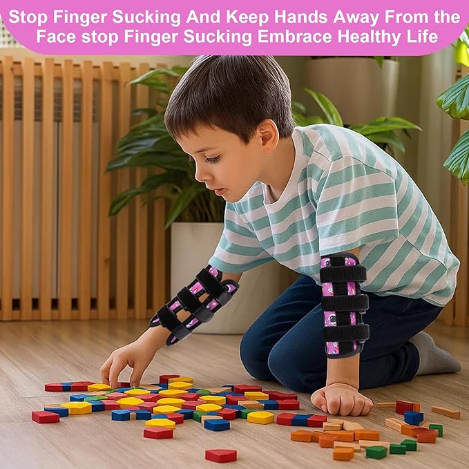 2 Pcs Thumb Sucking Deterrent, Purple Astronaut Elbow Thumb Guard for Thumb Sucking, Nail Biting Treatment for Kids Prevention Anti Nose Picking for Boys Girls Finger Sucking Prevention