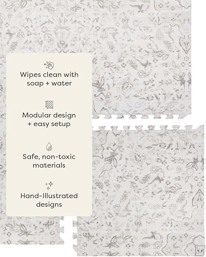 House of Noa Play Mat – 4x8 Latte Emile – Set of 8 Tiles – Cushioned EVA Foam Play Mat for Floor, Soft Interlocking Mats for Hard Floors