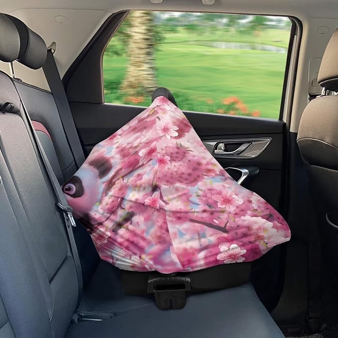 AFPANQZ 3D Panda Car Seat Covers for Babies Stretchy Lightweight Soft Nursing Cover Breastfeeding Shield Carseat High Chairs Gender Neutral Shopping Carts Infant Baby Beanie and Bags