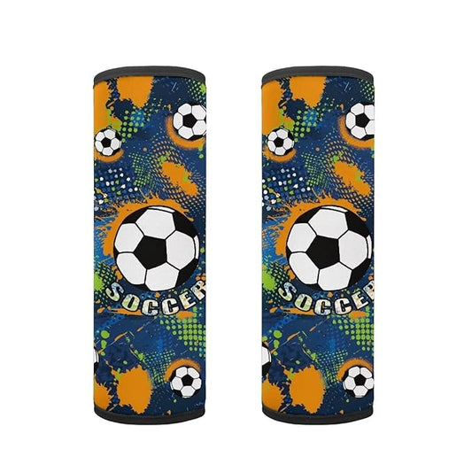 Biyejit Soccer Print Car Seat Belt Covers for Kids, 2 Packs Toddlers Seat Strap Covers, Soft Car Seat Straps Shoulder Pads Seat Belt Protectors for Boys