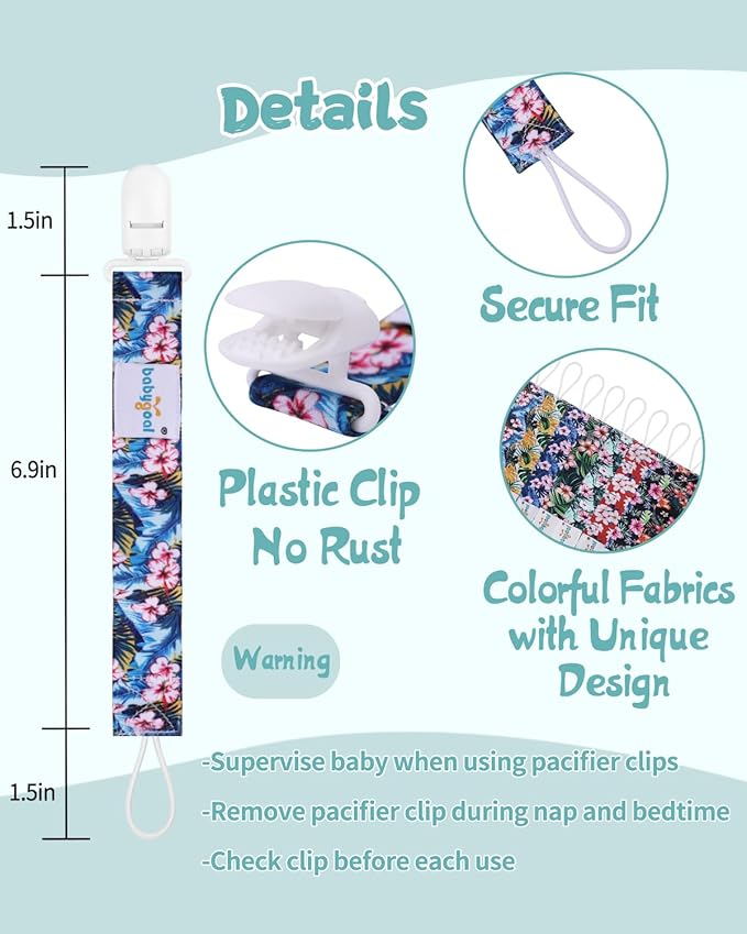 babygoal Baby Hawaii Pacifier Clips 8 Pack 8PB28
