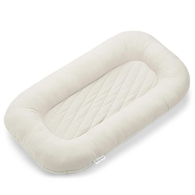 Oversize Baby Lounger for Newborn - 0-12 Months Infant Lounger Breathable Cotton Baby Nest Lounger Playtime Mat for Infant Essentials Baby Shower Gifts (Beige)