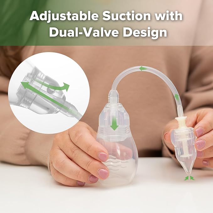 haakaa Silicone Nasal Aspirator for Baby – Baby Nose Sucker, Swan Neck Nasal Aspirator with Anti-Backflow Valve, BPA-Free Nose Cleaner, 12m+
