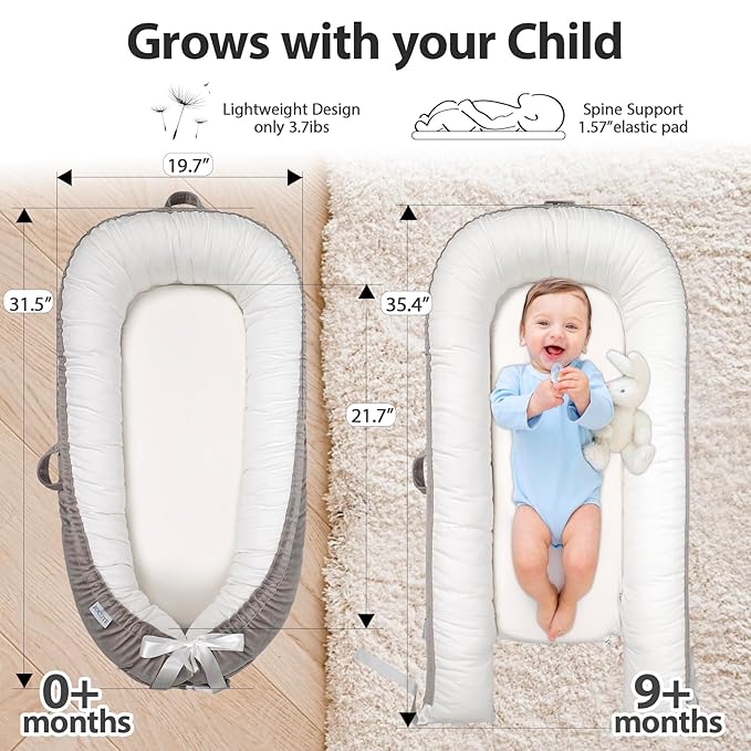 Infant Support Cushion | Organic Cotton Infant Support Cushion | Reversible, Adjustable & Portable Floor Cushion | Soft, Breathable, Washable Cover