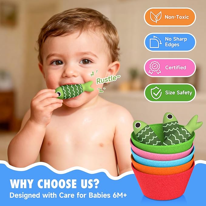 Envyvip Toddler Toy Montessori Toys for 1 Year Old Baby Boy Girl Birthday Gift, 22pcs Cloth Fishing Game Learning Toys for Toddlers 1-3 - Counting, Color Sorting, Fine Motor Skills 6-18 Months Babies