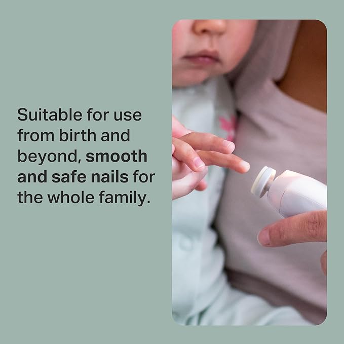 Tommee Tippee Electric Baby Nail File and Clipper, Battery-Powered with Six Filing Heads, LED Light, Adjustable Speed and Direction Settings for Entire Family