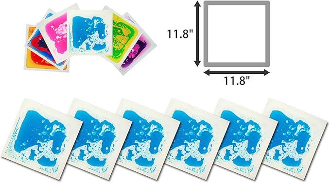 Art3d 2-Pack Fancy Floor Tile for Kids Room Liquid Encased Floor Tile, 11.8" x 11.8" Blue