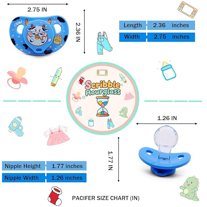 Adult Pacifier for Anxiety: Cute Paci Large Shield for Sleep - Handle Binky with Pacifier Holder Clips