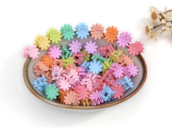50 Pcs Colorful Mini Hair Claw Small Hair Clips Clamps Hair Accessories for Baby Girl Decorative Bun Tiny Hair Clips (Set-A)