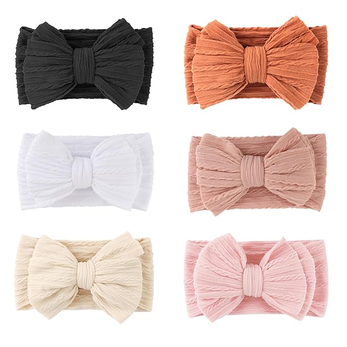 AQOKKA Baby Bows Headbands Nylon Baby Girl Headbands Soft Handmade Hairbands Toddler Hair Accessories for Girls Baby Newborn Infant Kids