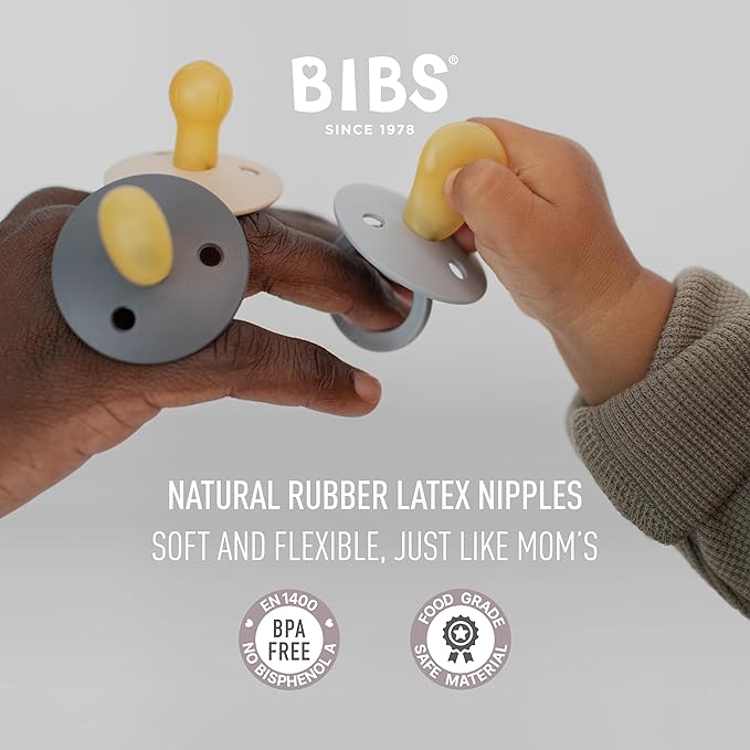 BIBS Pacifiers 0-6 Months | 3-Pack Soothers | BPA-Free Round, Anatomical & Symmetrical Nipple | Made in Denmark | Ivory Try-It Collection (Sage)