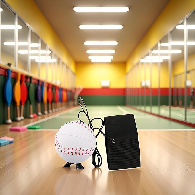 GANPUB 1 Pc White Wrist Return Ball, Sports Wrist Balls on a String, Rubber Rebound Bouncy Wristband Balls on Elastic String Sports Reaction for Wrist Exercise or Play Tennis, Baseball（2.36 in）