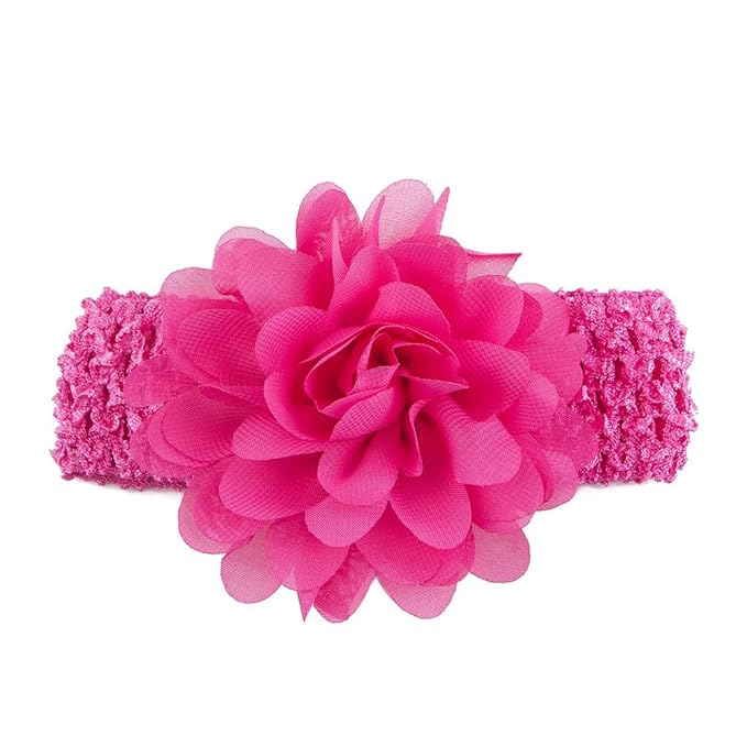 Baby Girls Headbands - Soft Elastic Hair Bands with 10 Lovely Colored Chiffon Flowers Hair-bows for Toddlers and Kids (10Pcs/pack, Chiffon Headbands)